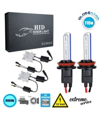 GloboStar® 84163 H16 XCB Line KIT Βασικού Φωτισμού Αυτοκινήτου & Μοτοσυκλέτας 3rd Generation Can-Bus Extreme Series XENON 110W 10350lm DC 9-16V Αδιάβροχο IP65 Ψυχρό Λευκό 8000K